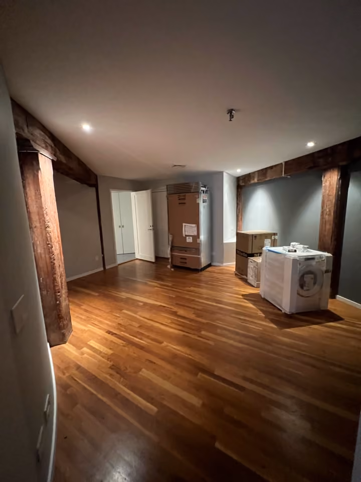 Pre-renovation or in-progress view of a pre-war co-op loft renovation at 466 Washington Street in Tribeca, Manhattan, by Gallery KBNY (view 7)