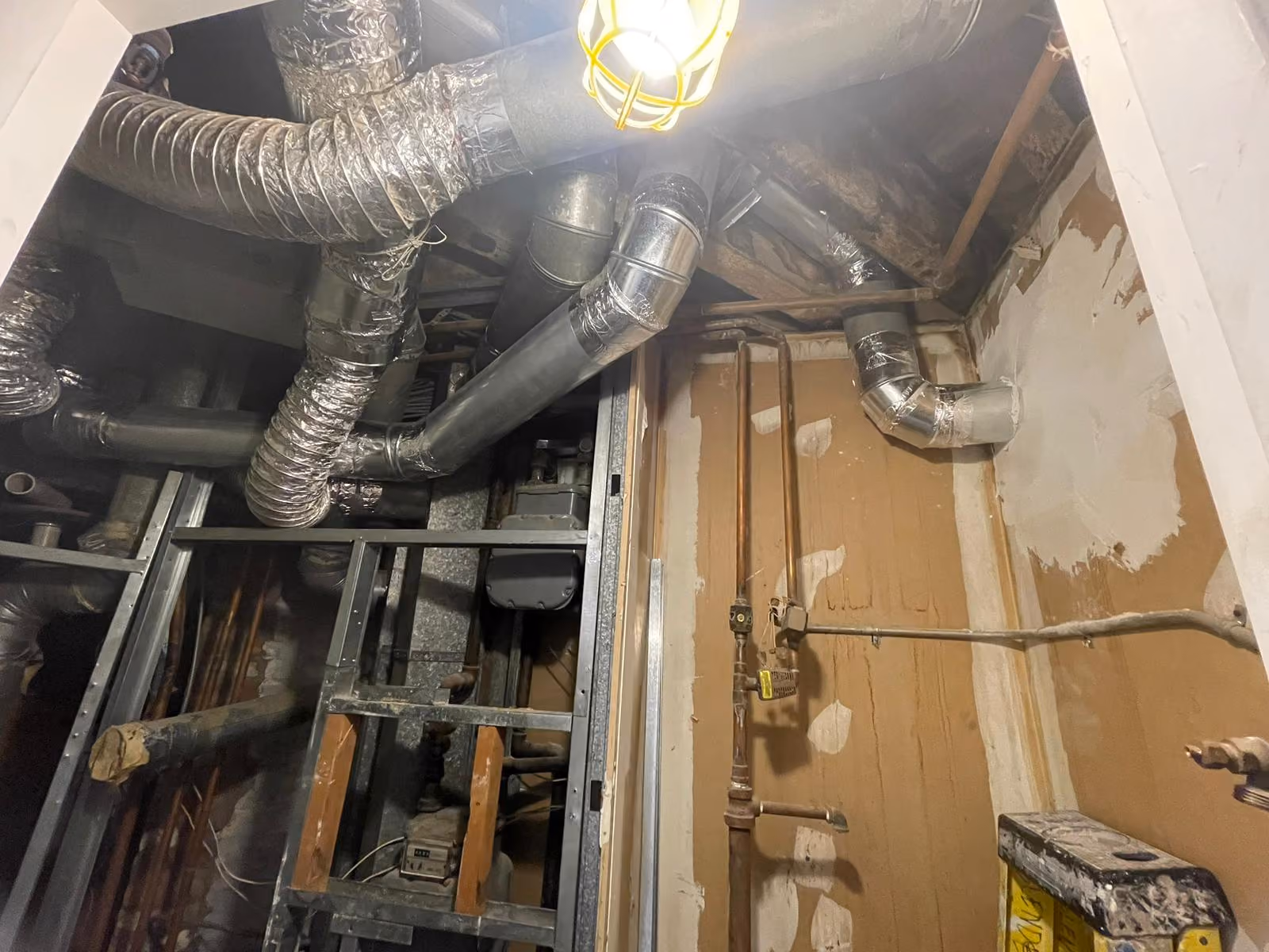 Pre-renovation or in-progress view of a pre-war co-op loft renovation at 466 Washington Street in Tribeca, Manhattan, by Gallery KBNY (view 9)