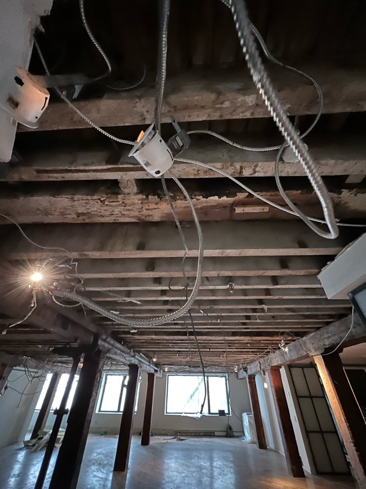 Pre-renovation or in-progress view of a pre-war co-op loft renovation at 466 Washington Street in Tribeca, Manhattan, by Gallery KBNY (view 12)