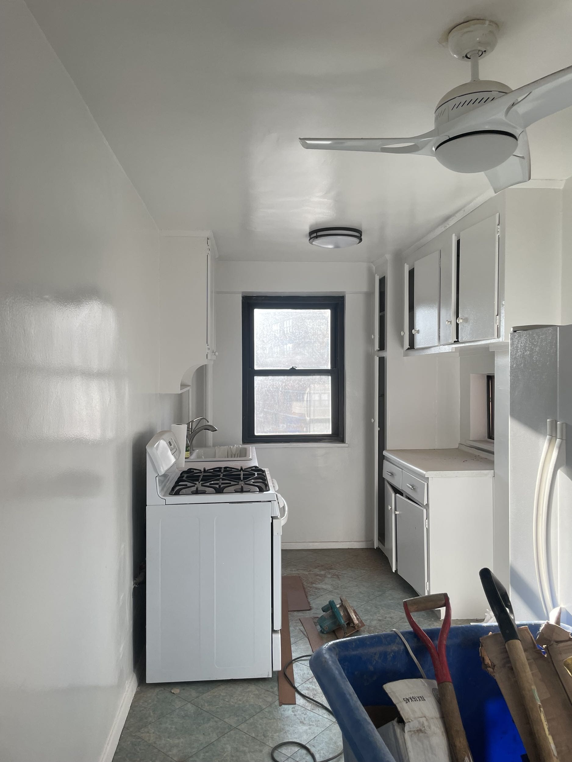 Construction in progress during a post-war co-op renovation at 413 Grand Street on the Lower East Side, Manhattan, by Gallery KBNY (view 2)
