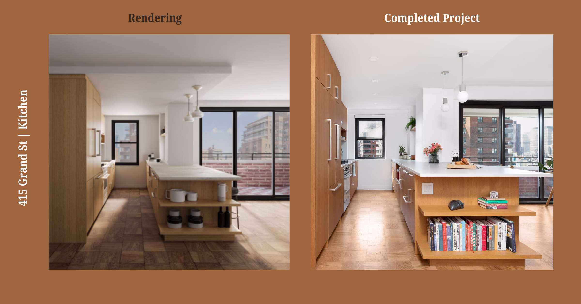 Renovated interior of a post-war co-op at 413 Grand Street on the Lower East Side, Manhattan, by Gallery KBNY (full-width view 1)