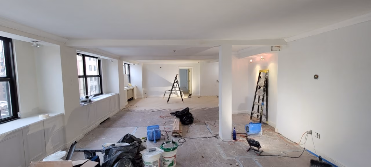 Pre-renovation or in-progress view of a post-war co-op renovation at 130 East 18th Street in Gramercy Park, Manhattan, by Gallery KBNY (view 10)