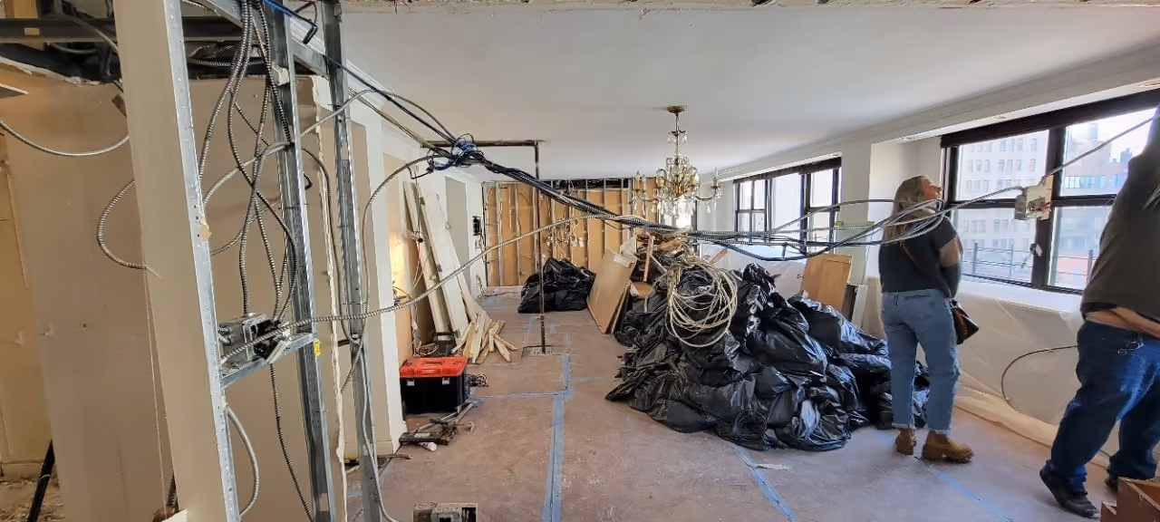 Pre-renovation or in-progress view of a post-war co-op renovation at 130 East 18th Street in Gramercy Park, Manhattan, by Gallery KBNY (view 9)