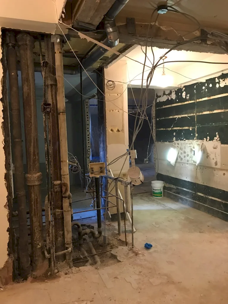 Pre-renovation or in-progress view of a pre-war co-op renovation at 91 Central Park West on the Upper West Side, Manhattan, by Gallery KBNY (view 1)