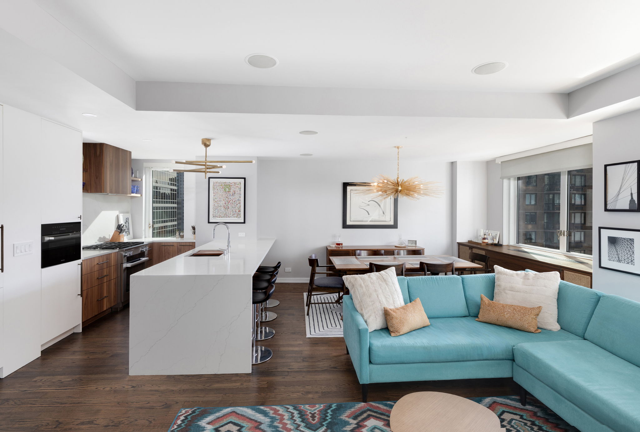 Renovated interior of a post-war co-op at The Brevard at 245 East 54th Street in Midtown East, Manhattan, by Gallery KBNY (view 2)