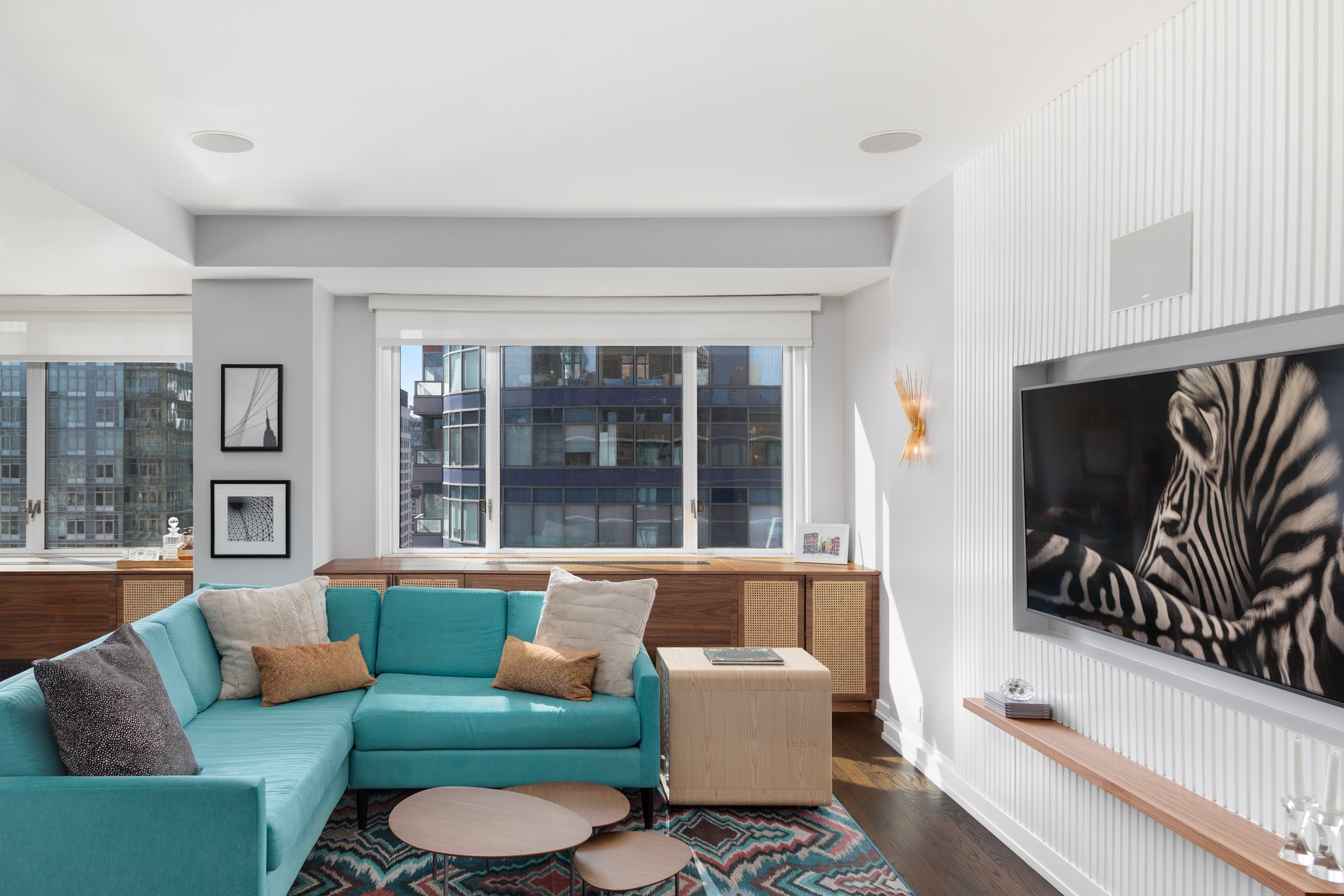 Renovated interior of a post-war co-op at The Brevard at 245 East 54th Street in Midtown East, Manhattan, by Gallery KBNY (view 3)