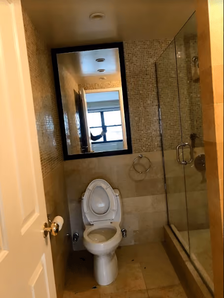 Pre-renovation or in-progress view of a co-op renovation at Lincoln Towers at 140 West End Avenue on the Upper West Side, Manhattan, by Gallery KBNY (view 2)