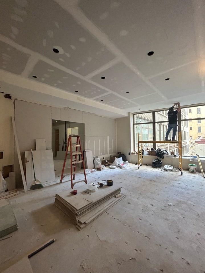 Pre-renovation or in-progress view of a pre-war condo renovation at The Chelsea Mercantile at 252 Seventh Avenue in Chelsea, Manhattan, by Gallery KBNY (view 9)