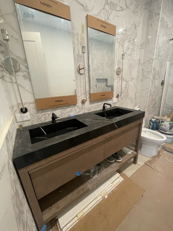 Construction in progress during a pre-war co-op combination renovation at 23 East 10th Street in Greenwich Village, Manhattan, by Gallery KBNY (view 11)