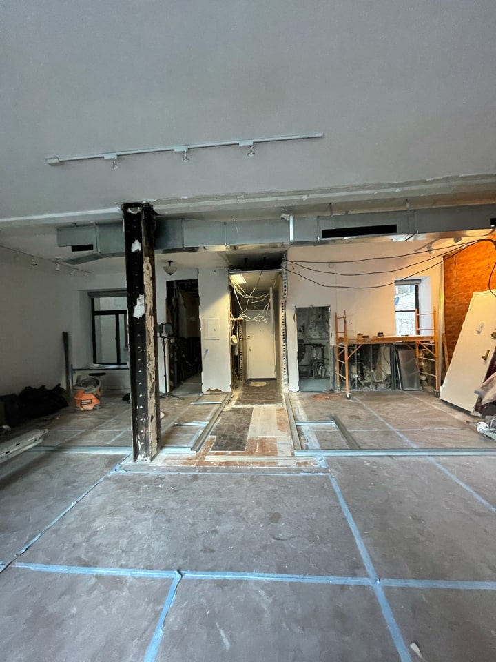 Construction in progress during a pre-war co-op combination renovation at 23 East 10th Street in Greenwich Village, Manhattan, by Gallery KBNY (view 10)