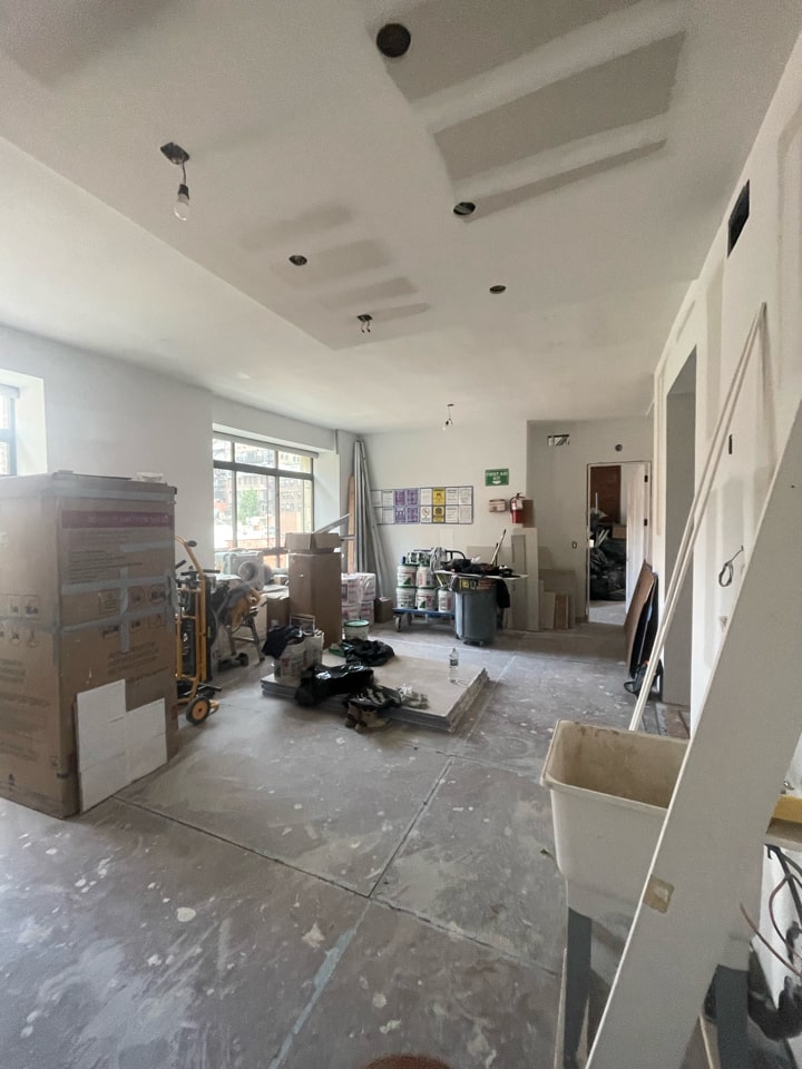 Construction in progress during a pre-war co-op combination renovation at 23 East 10th Street in Greenwich Village, Manhattan, by Gallery KBNY (view 7)