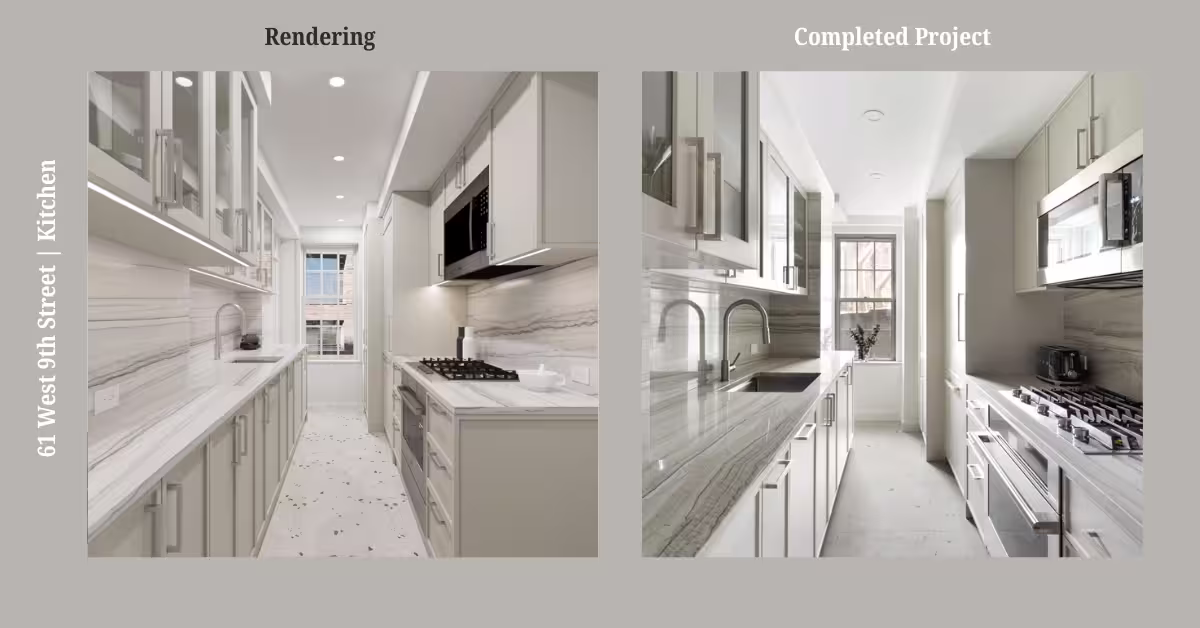 Renovated interior of a pre-war co-op at The Windsor Arms at 61 West 9th Street in Greenwich Village, Manhattan, by Gallery KBNY