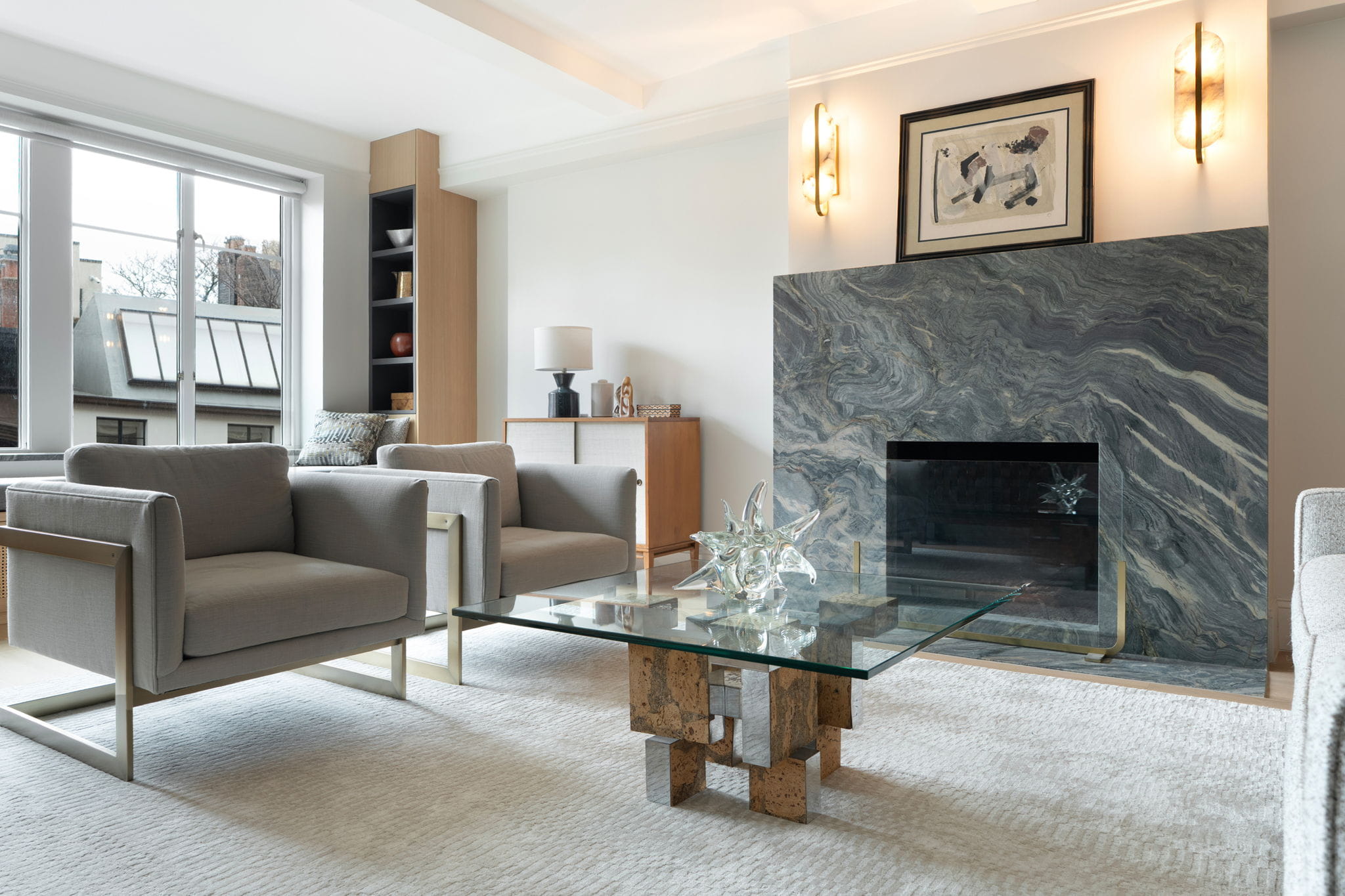 Renovated interior of a pre-war co-op at The Windsor Arms at 61 West 9th Street in Greenwich Village, Manhattan, by Gallery KBNY (view 1)