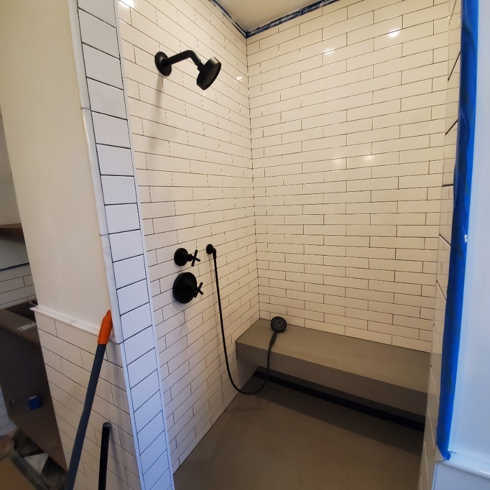 Construction in progress during a condo ensuite bathroom renovation at 9 Murray Street in Tribeca, Manhattan, by Gallery KBNY (view 9)