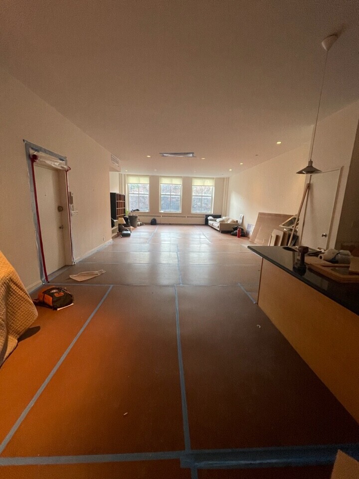 Pre-renovation or in-progress view of a pre-war loft condo renovation at 345 Greenwich Street in Tribeca, Manhattan, by Gallery KBNY (view 8)