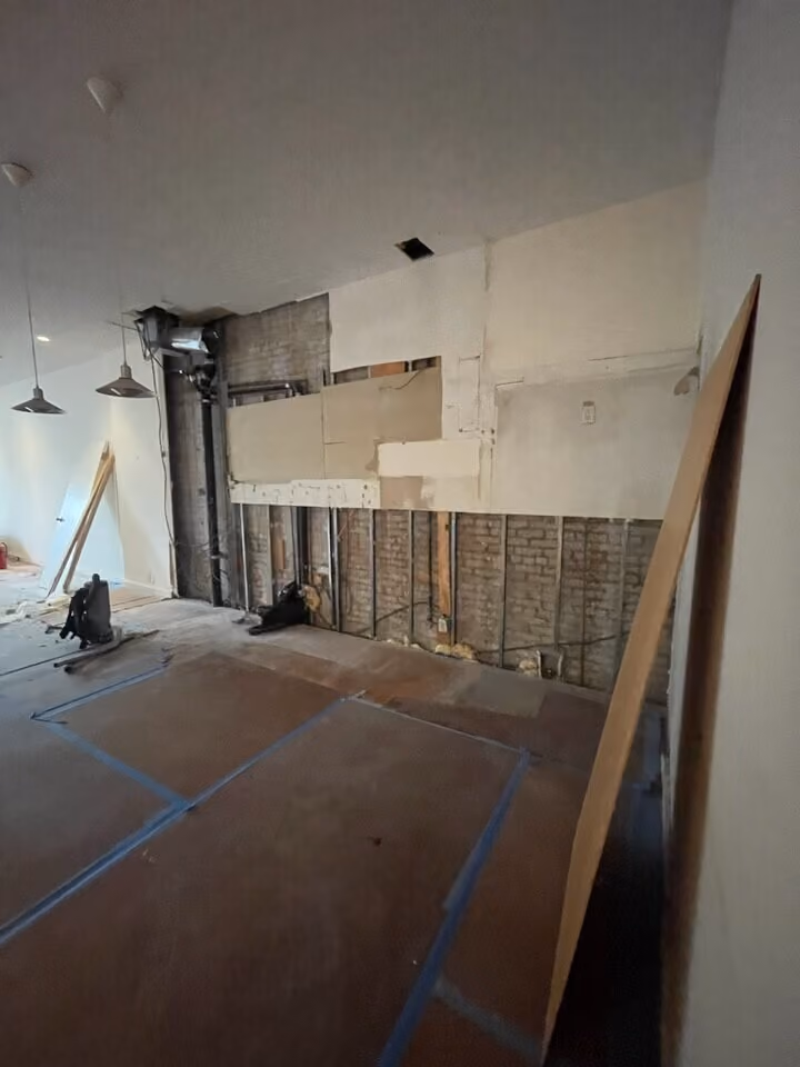 Pre-renovation or in-progress view of a pre-war loft condo renovation at 345 Greenwich Street in Tribeca, Manhattan, by Gallery KBNY (view 9)