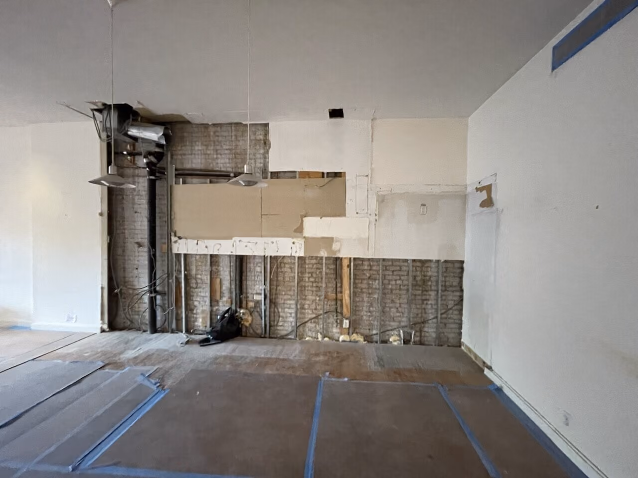 Pre-renovation or in-progress view of a pre-war loft condo renovation at 345 Greenwich Street in Tribeca, Manhattan, by Gallery KBNY (view 10)