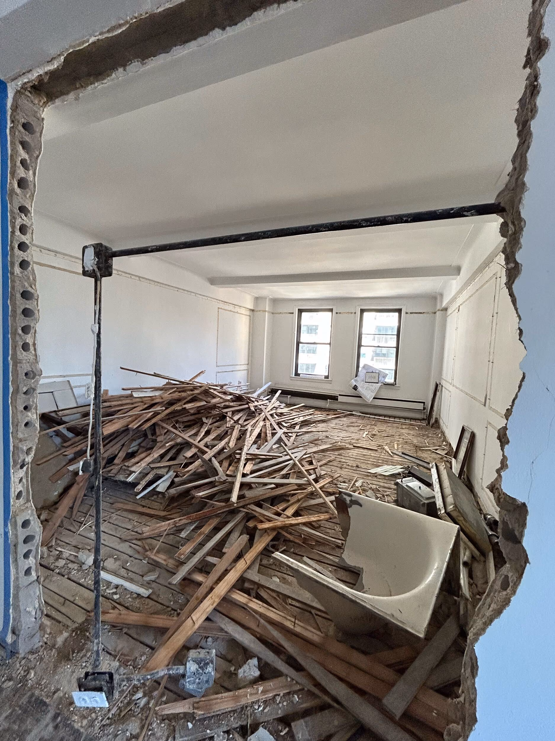 Construction in progress during a pre-war co-op renovation at 308 East 79th Street on the Upper East Side, Manhattan, by Gallery KBNY (view 2)