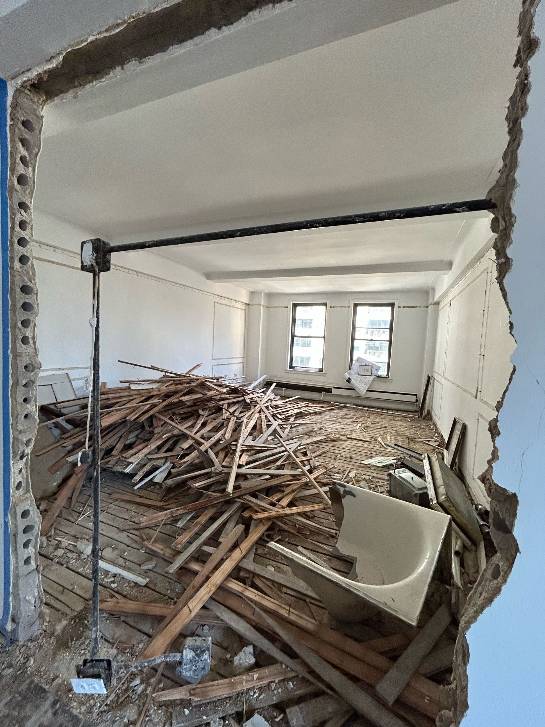 Construction in progress during a pre-war co-op renovation at 308 East 79th Street on the Upper East Side, Manhattan, by Gallery KBNY (view 2)