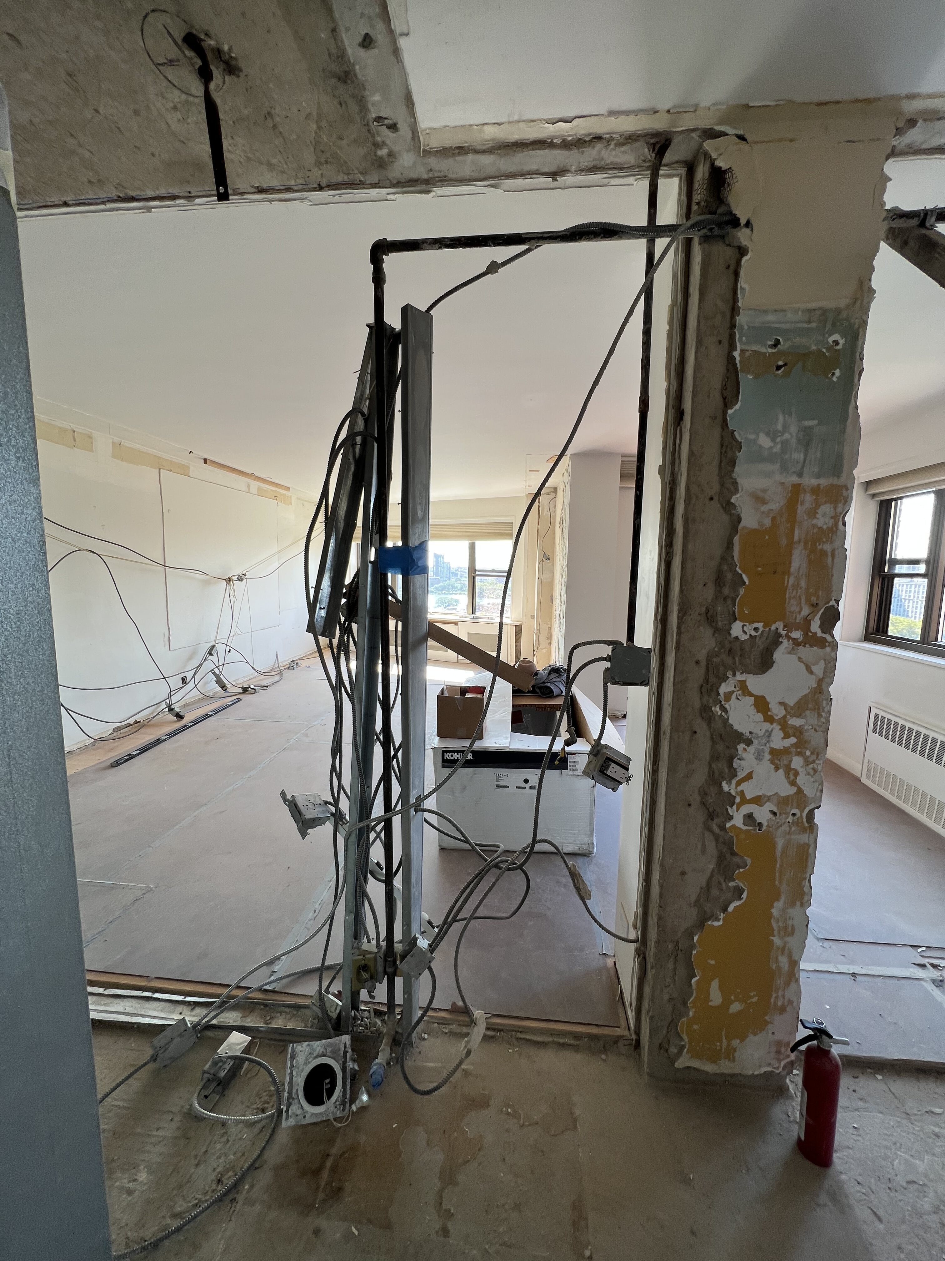 Pre-renovation or in-progress view of a post-war co-op renovation at 55 East End Avenue on the Upper East Side, Manhattan, by Gallery KBNY (view 7)