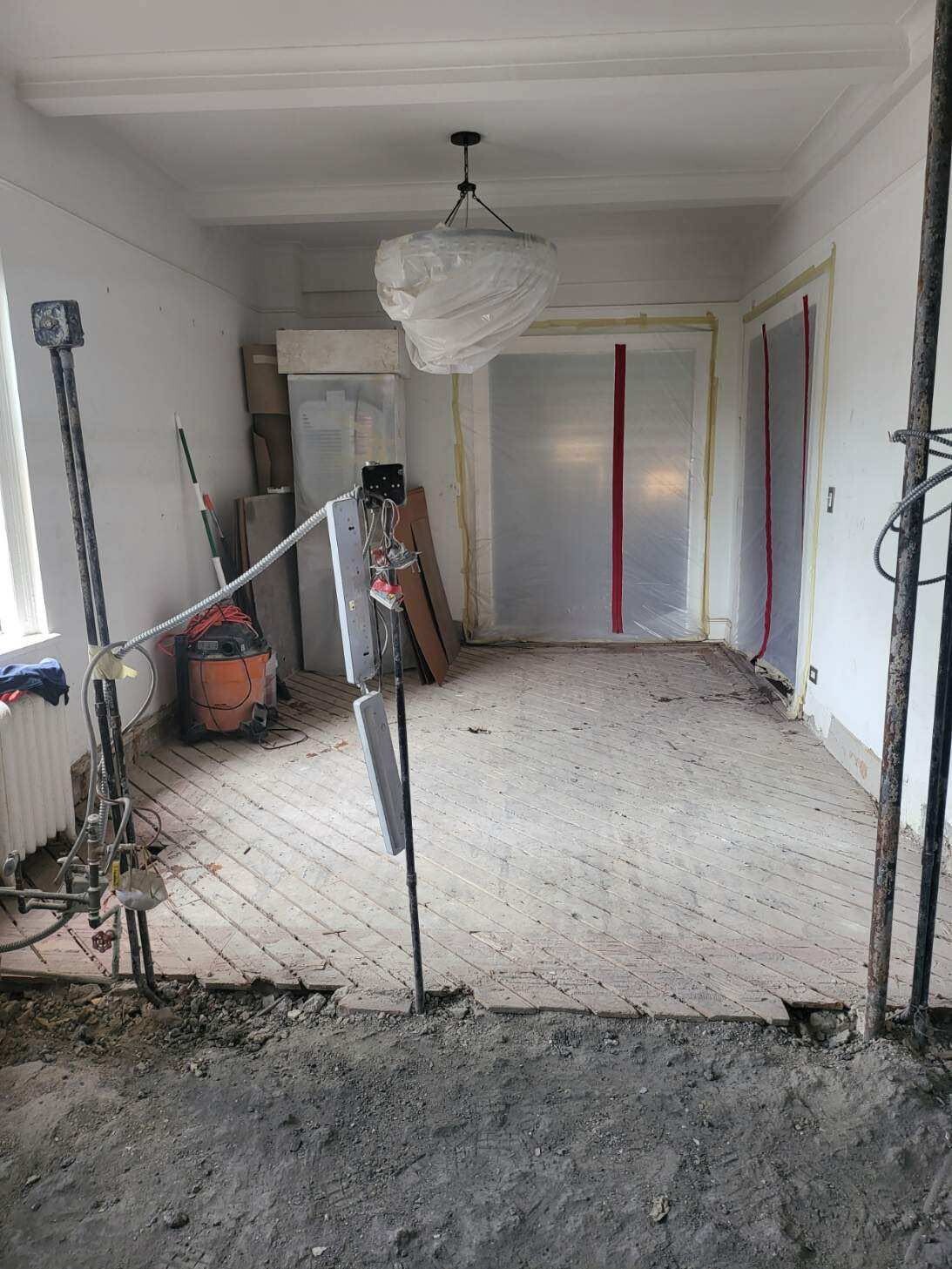 Pre-renovation or in-progress view of a post-war condo renovation at 151 West 74th Street on the Upper West Side, Manhattan, by Gallery KBNY (view 2)