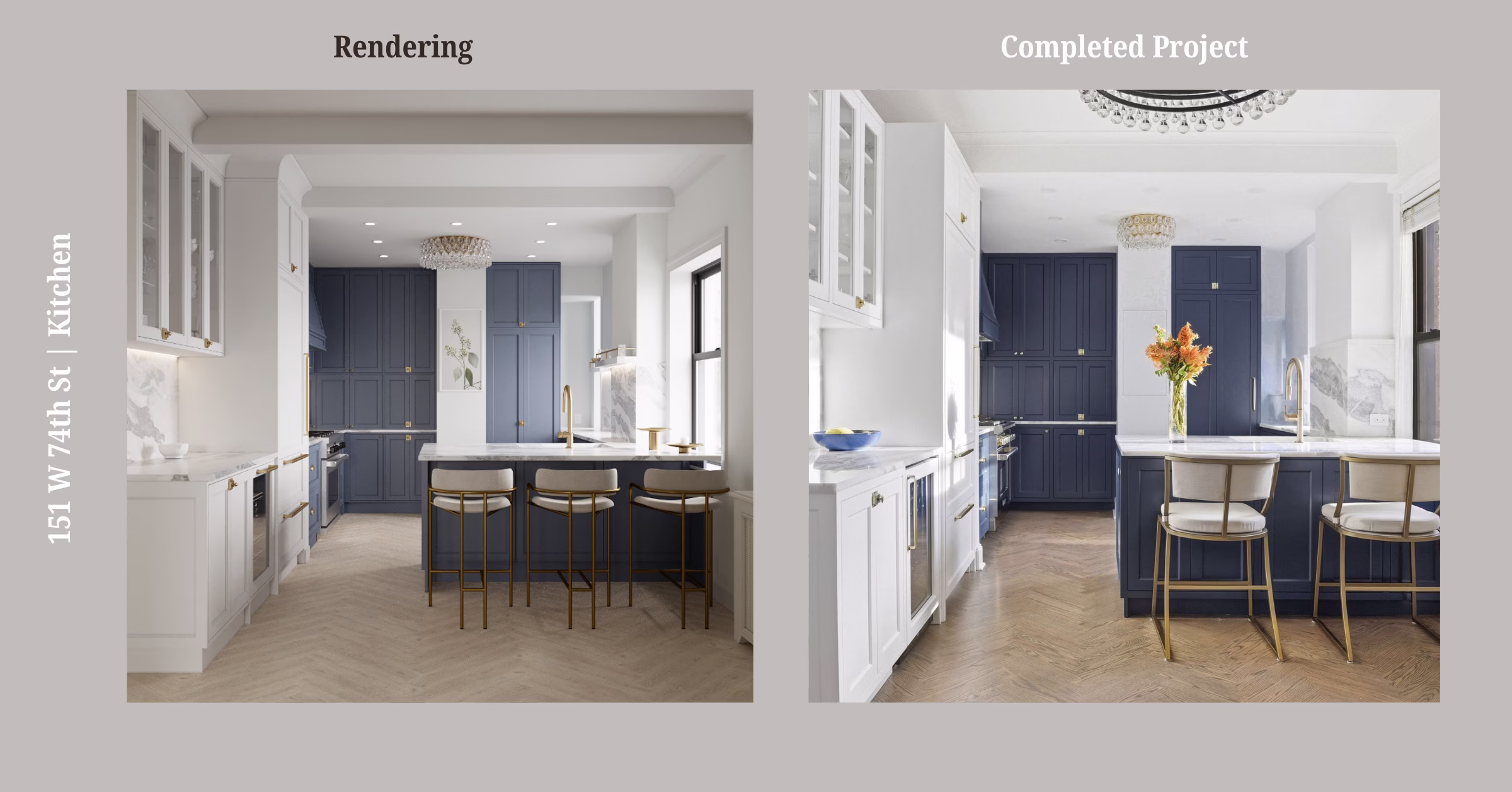 Renovated interior of a post-war condo at 151 West 74th Street on the Upper West Side, Manhattan, by Gallery KBNY