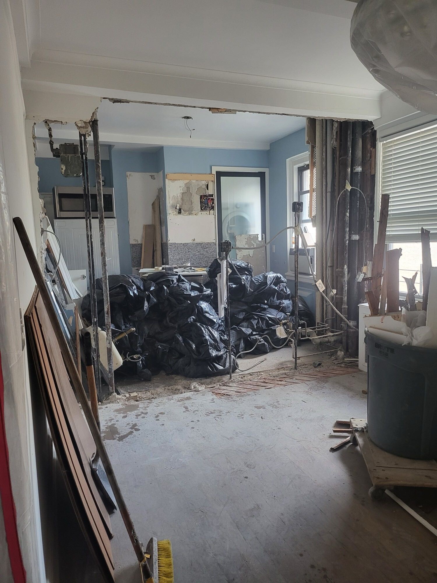 Pre-renovation or in-progress view of a post-war condo renovation at 151 West 74th Street on the Upper West Side, Manhattan, by Gallery KBNY (view 1)