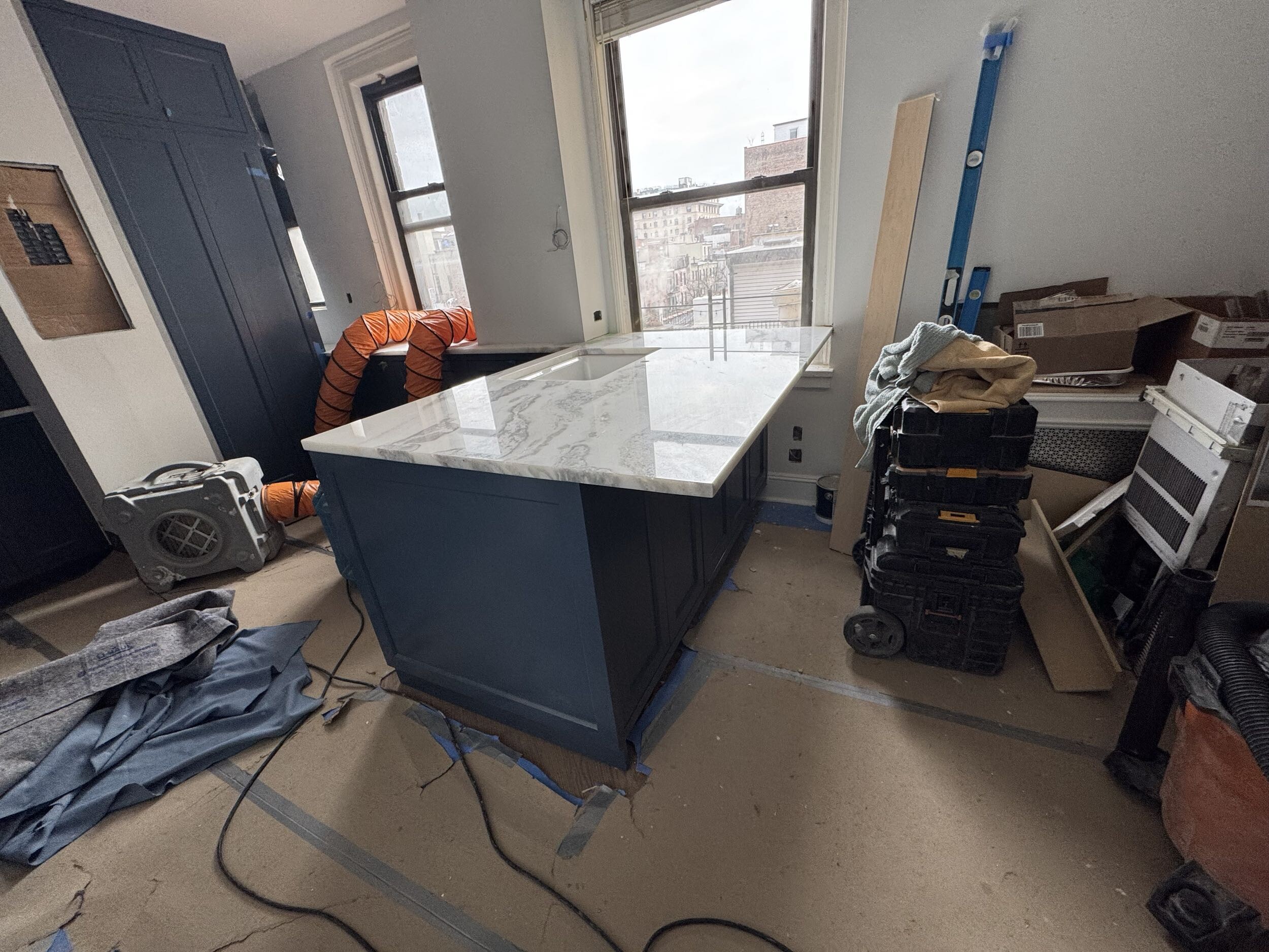 Pre-renovation or in-progress view of a post-war condo renovation at 151 West 74th Street on the Upper West Side, Manhattan, by Gallery KBNY (view 10)
