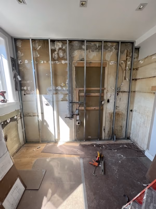 Construction in progress during a pre-war condo renovation at 59 West 71st Street on the Upper West Side, Manhattan, by Gallery KBNY (view 1)