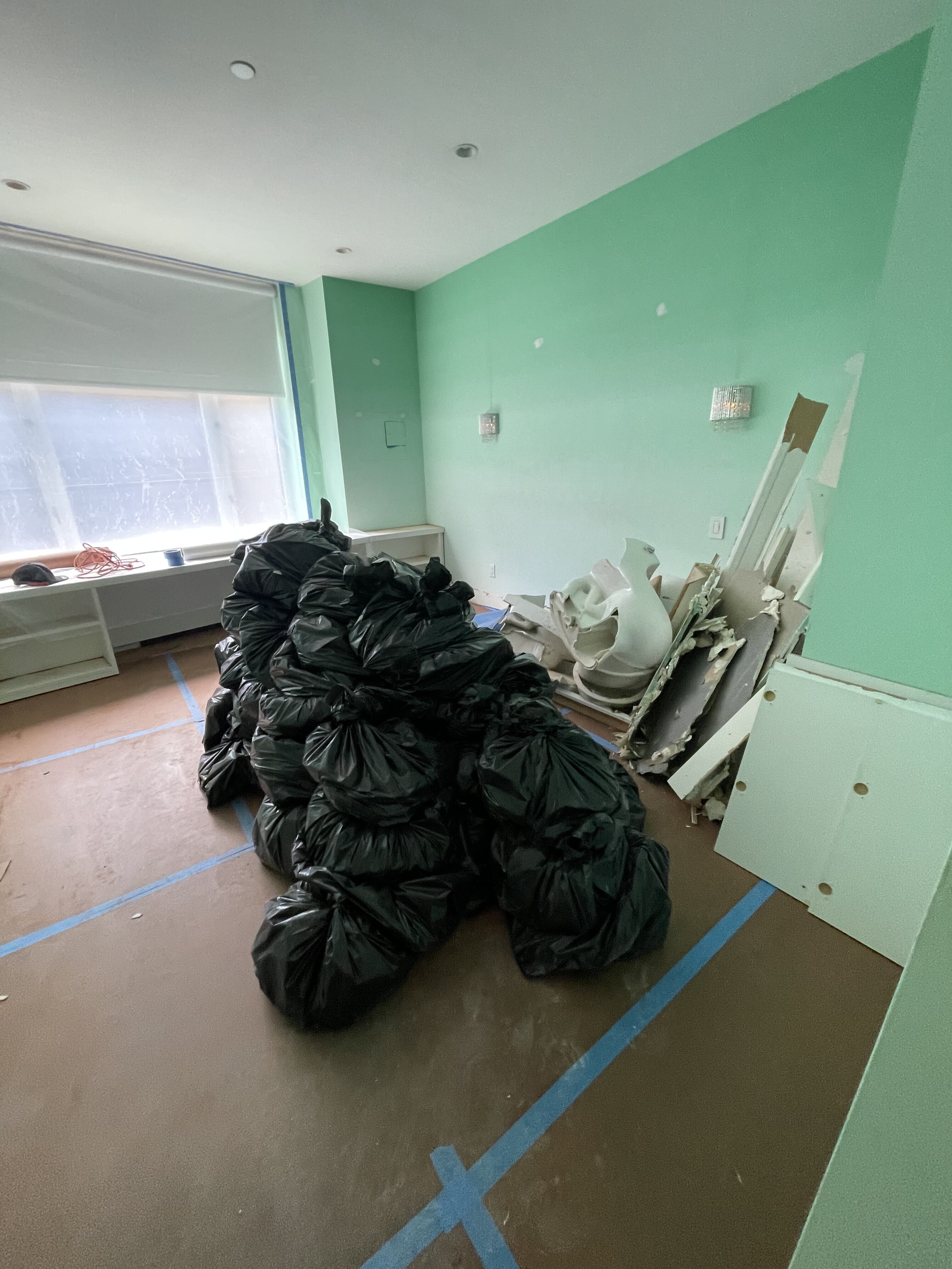 Construction in progress during a luxury condo renovation at 220 Riverside Boulevard on the Upper West Side, Manhattan, by Gallery KBNY (view 1)