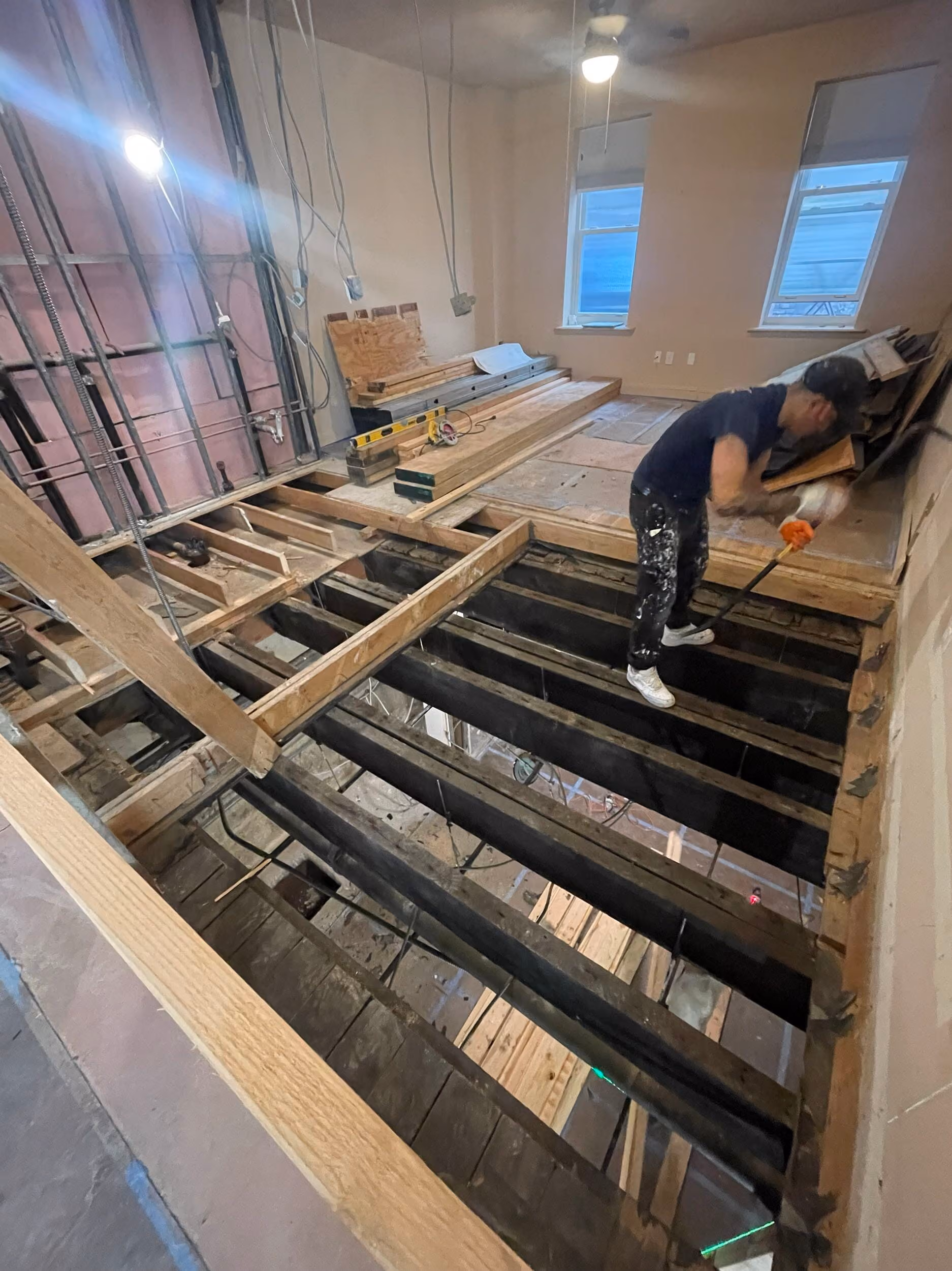 Pre-renovation or in-progress view of a pre-war condo renovation at 17 Cornelia Street in the West Village, Manhattan, by Gallery KBNY (view 15)