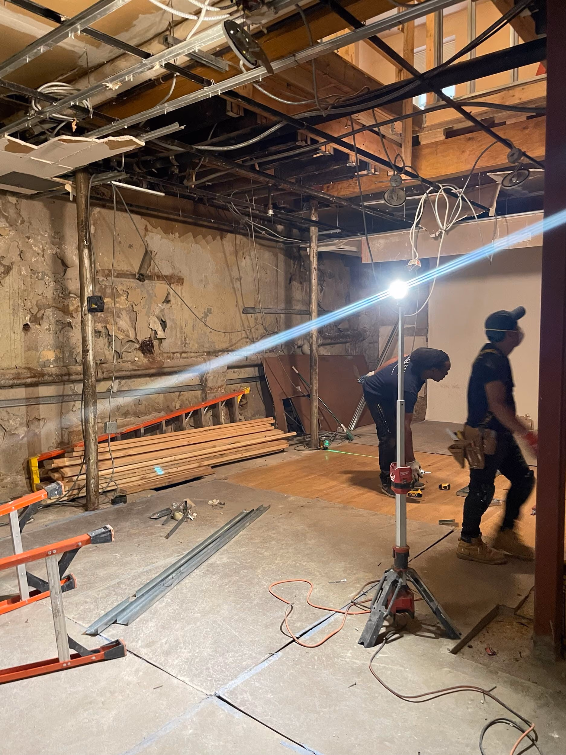 Pre-renovation or in-progress view of a pre-war condo renovation at 17 Cornelia Street in the West Village, Manhattan, by Gallery KBNY (view 10)