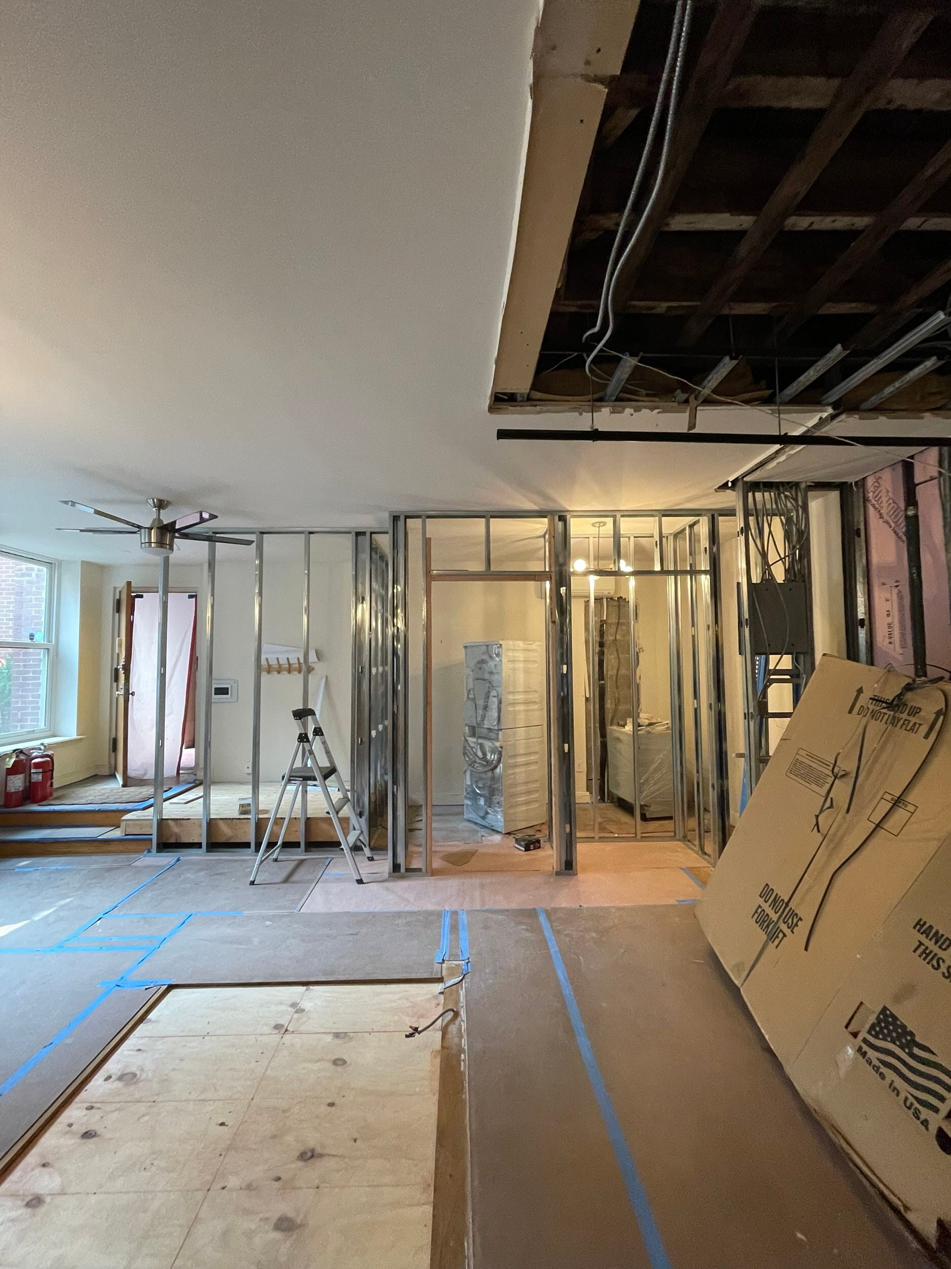 Pre-renovation or in-progress view of a pre-war condo renovation at 17 Cornelia Street in the West Village, Manhattan, by Gallery KBNY (view 16)