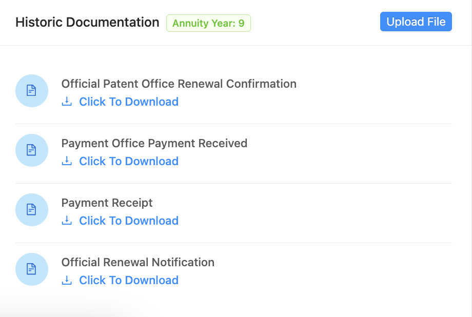 Upload documentation about your patents