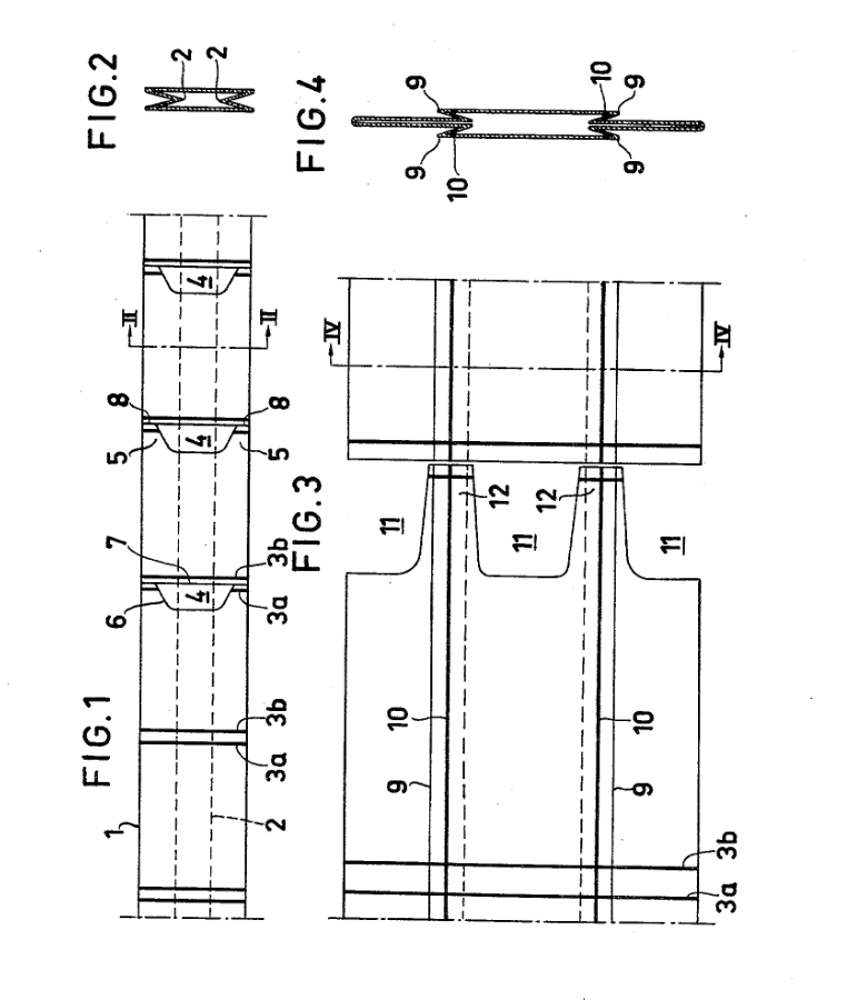 Patent drawing of bag with handle of weldable plastic material