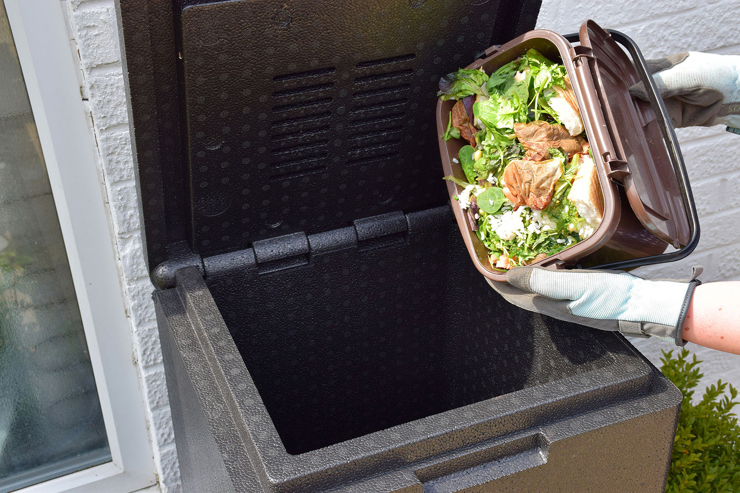 Adding food waste to a HOTBIN hot composter