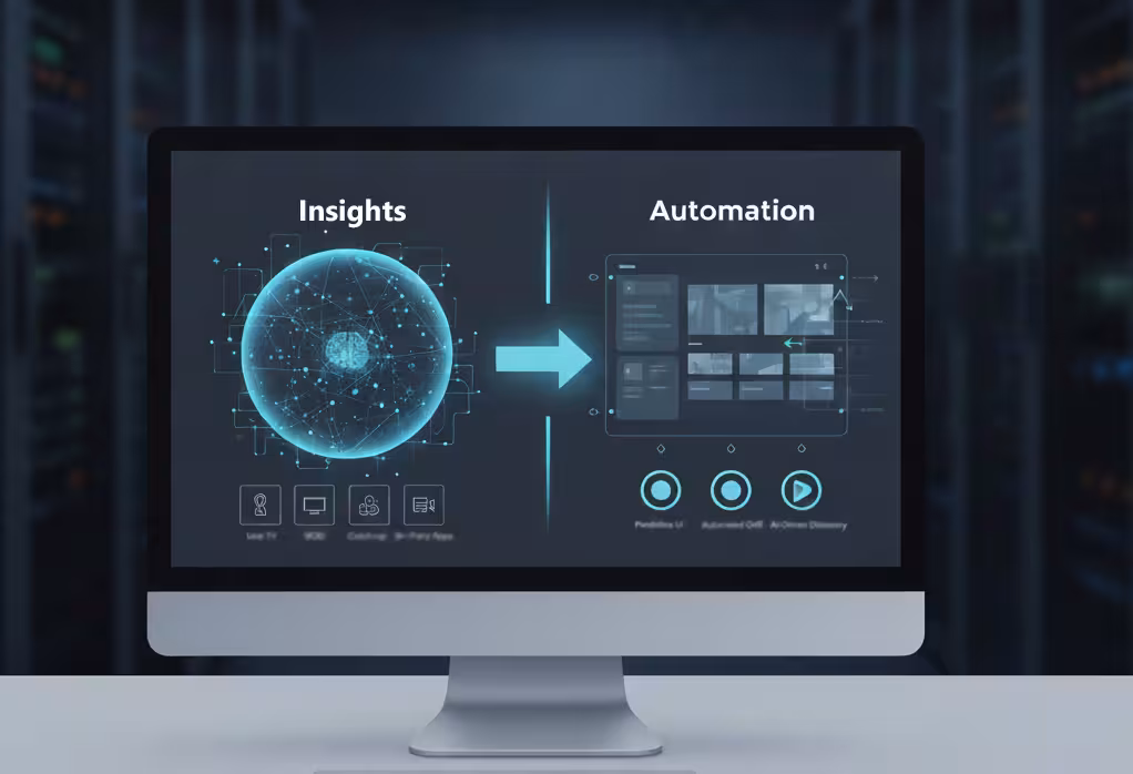Image illustrating machine learning strategies to enhance business performance in OTT analytics and automation.