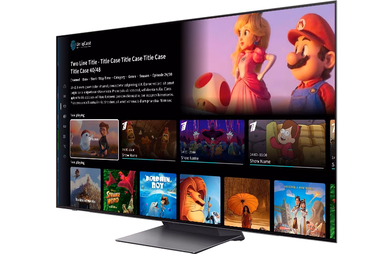 A tv screen showing a selection of movie cartoons.