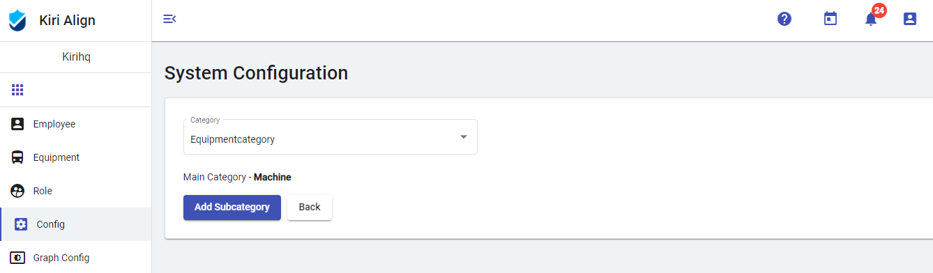 WHS Equipment Configuration Subcategory - Kiri Align