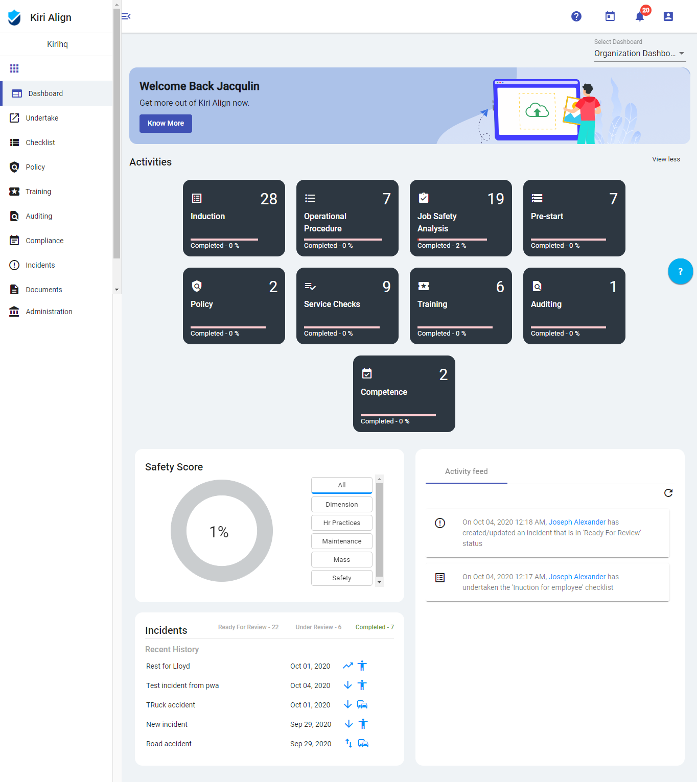 Dashboard - Kiri Align