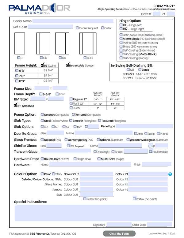 Order From D-RT (Single Operator with Retractable Screen)
