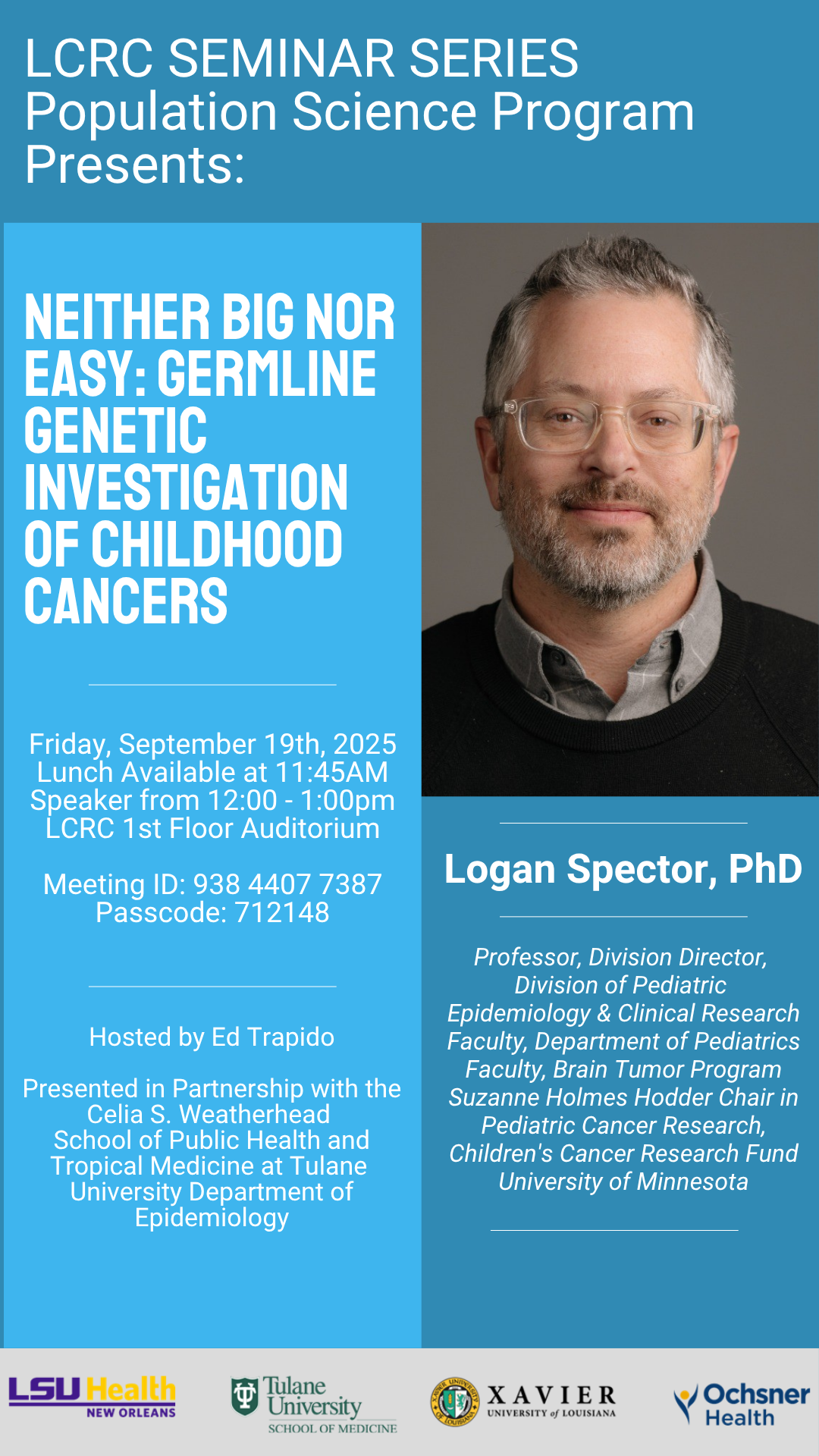 Seminar Speaker: Logan Spector, PhD