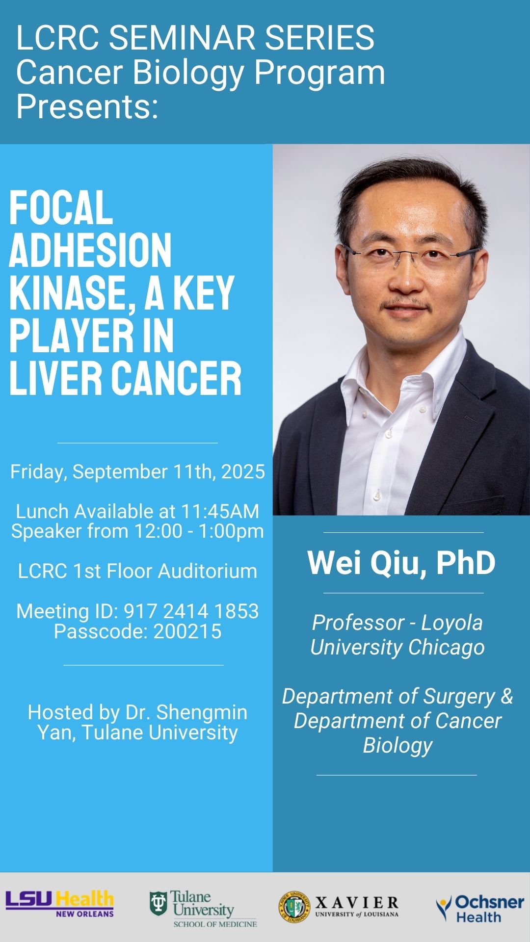 Seminar Speaker: Wei Qiu, PhD