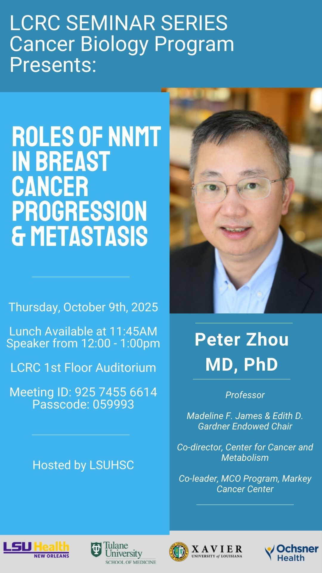 Seminar Speaker: Peter Zhou, MD, PhD