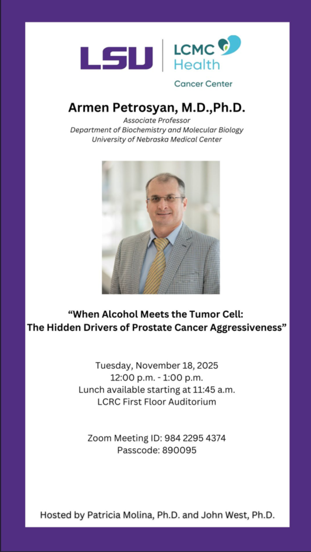 Seminar Speaker: Armen Petrosyan, MD, PhD