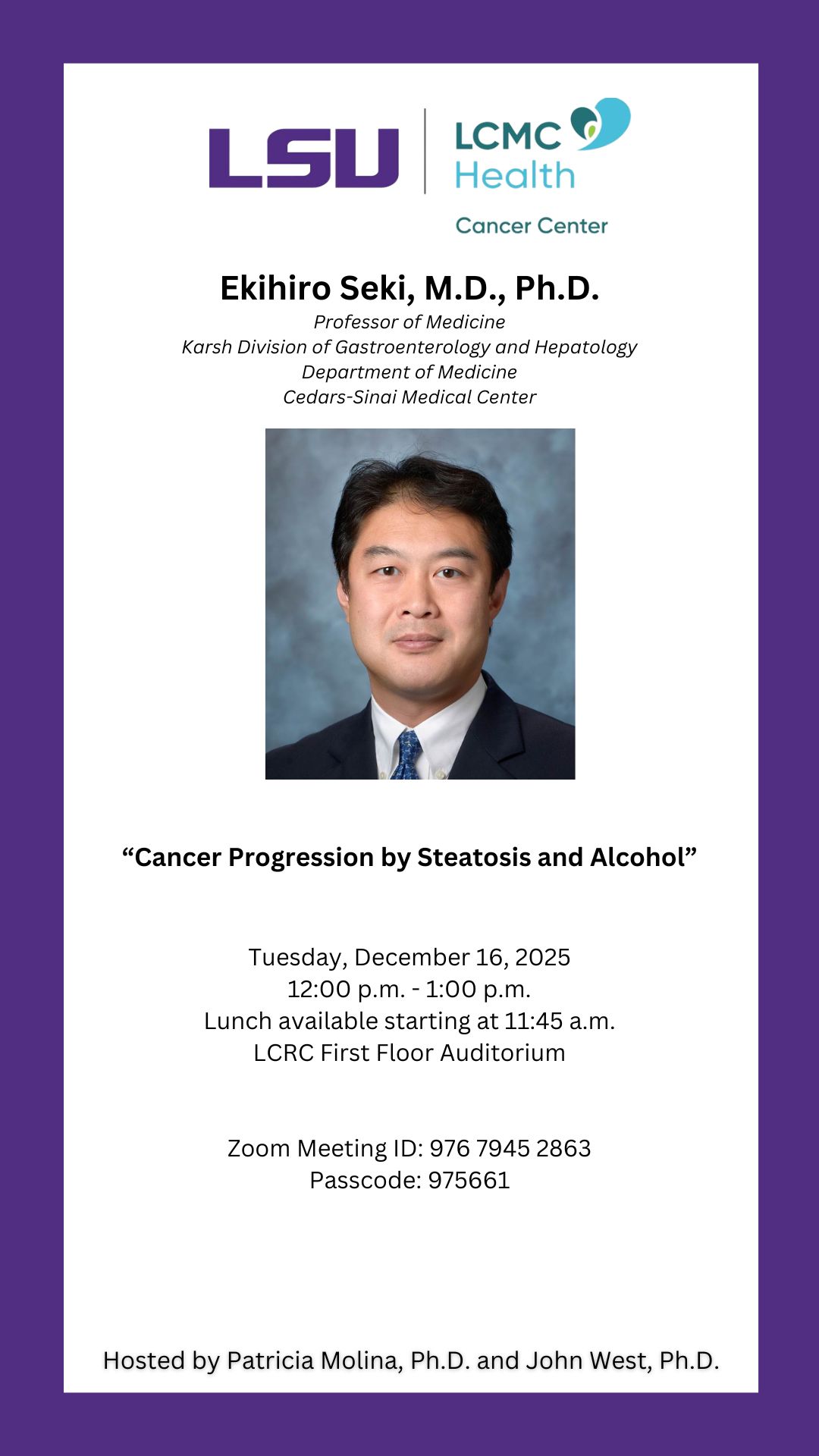 Seminar Speaker: Ekihiro Seki, MD PhD