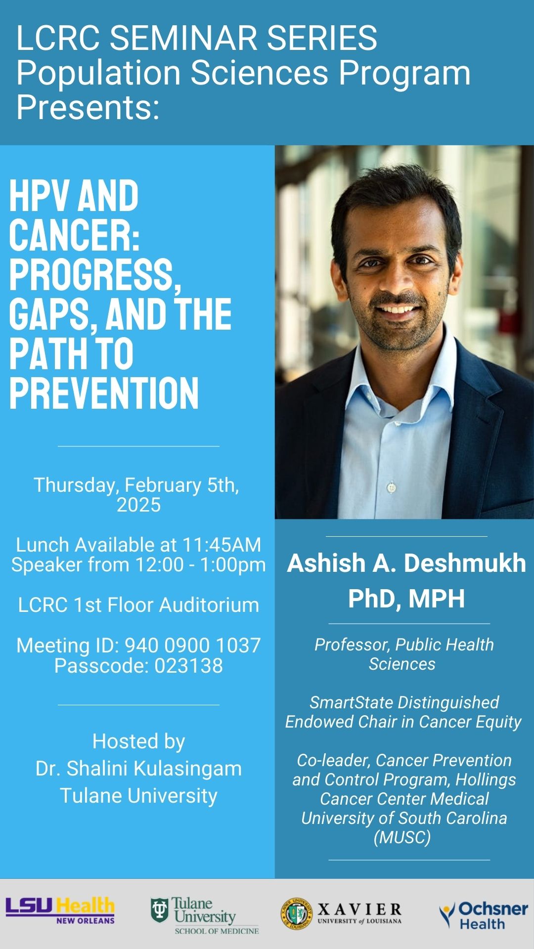 Seminar Speaker: Ashish A. Deshmukh, PhD, MPH