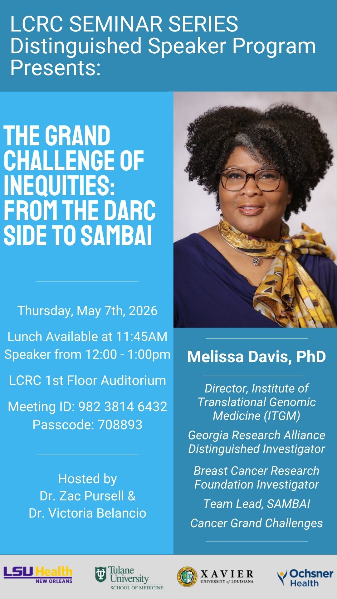 Seminar Speaker: Melissa Davis, PhD