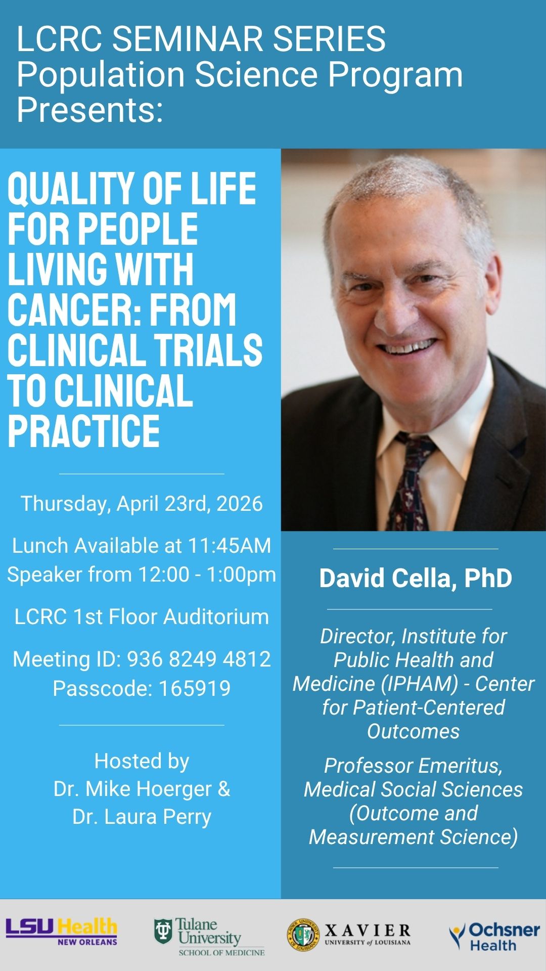 Seminar Speaker: David Cella, PhD