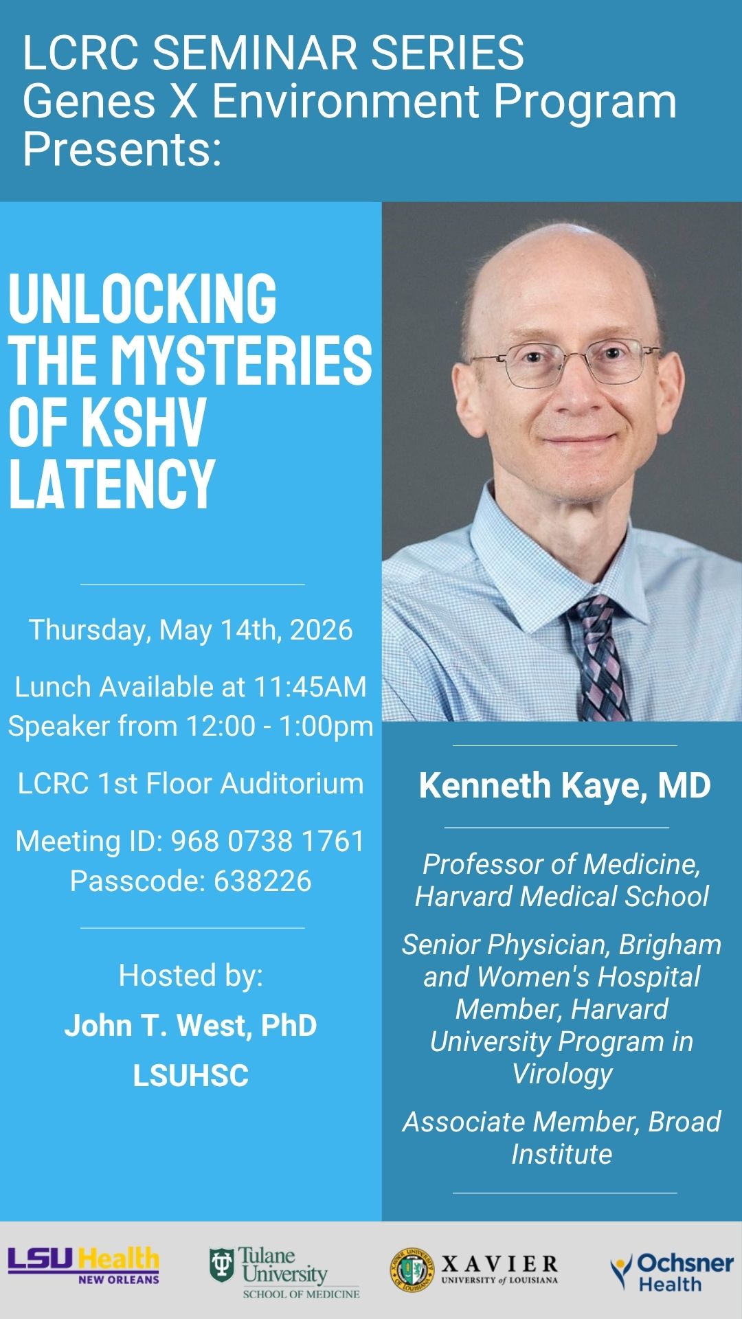 Seminar Speaker: Kenneth Kaye, MD